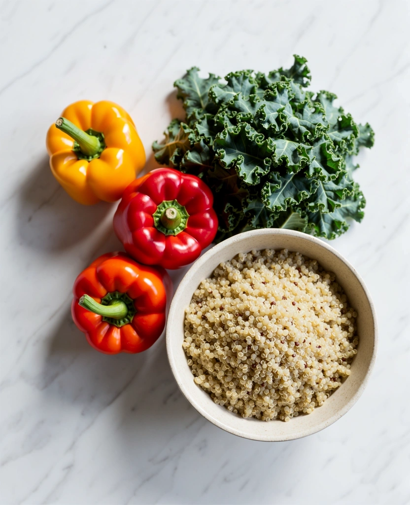 Terveellisiä raaka-aineita aseteltuna tyylikkäästi